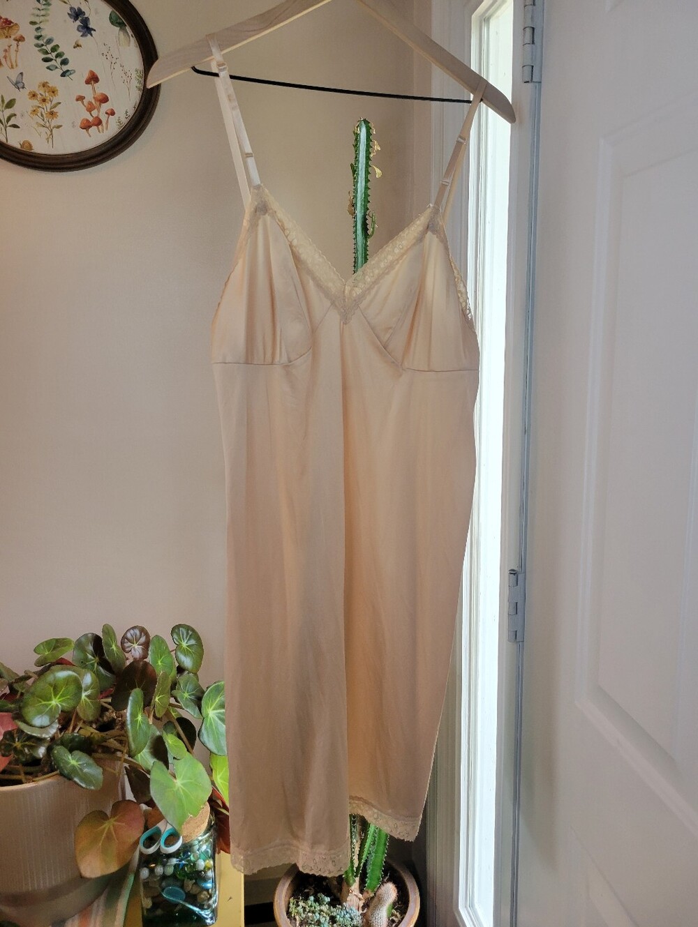 Vintage Vanity Fair Full Nude Cream Silk Slip Dress, Size Womens 40 Large - Picture 1 of 5